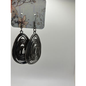 Grey Teardrop Swirl Dangle Earr